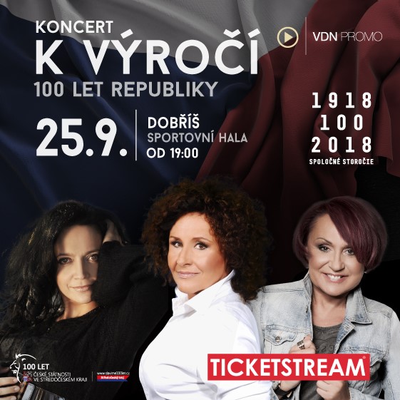 Koncert k výročí 100 let republikyLucie Bílá, Jitka Zelenková, Petra Janů a kapela Petra Maláska, Dobříš, 25/09/2018 19:00