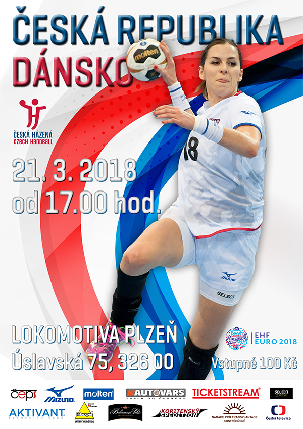 Česká republika - Dánsko<br>Kvalifikace EURO 2018<br>Házená - ženy