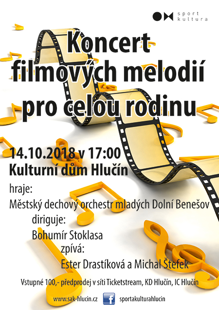 Koncert filmových melodií pro celou rodinu, Hlučín, 14/10/2018 17:00