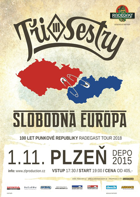 Tři sestry a Slobodná Európa (SK)<br>100 LET PUNKOVÉ REPUBLIKY<br>Radegast tour 2018