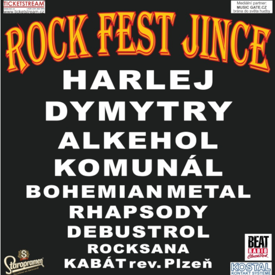 ROCK FEST JINCE 2019- Harlej, Dymytry, Komunál, Alkehol a další- festival Jince -JINCE - SOKOLSKÁ ZAHRADA Jince