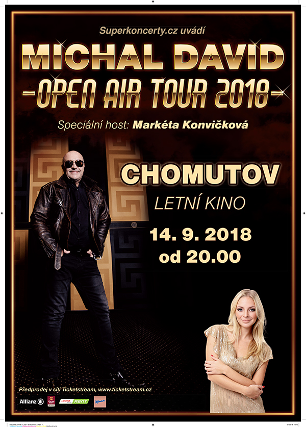 MICHAL DAVID/Open air koncert/host: Markéta Konvičková- koncert Chomutov -Letní kino Chomutov
