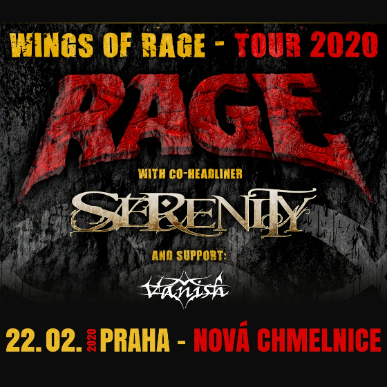 RAGE/With co-headliner: SERENITY/Support: Vanish- koncert v Praze -Nová Chmelnice Praha